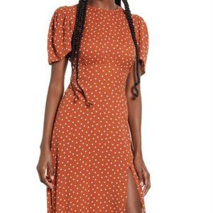 NWT Afrm x Nordstrom Polka Dot dress in Rust
